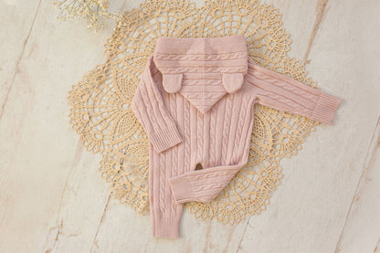 Cashmere Baby Bear Onesie — Hooded Romper with Bear Ears