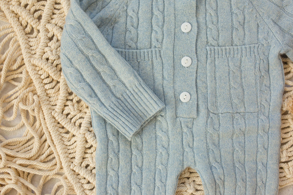 Cashmere Baby Bear Onesie — Hooded Romper with Bear Ears