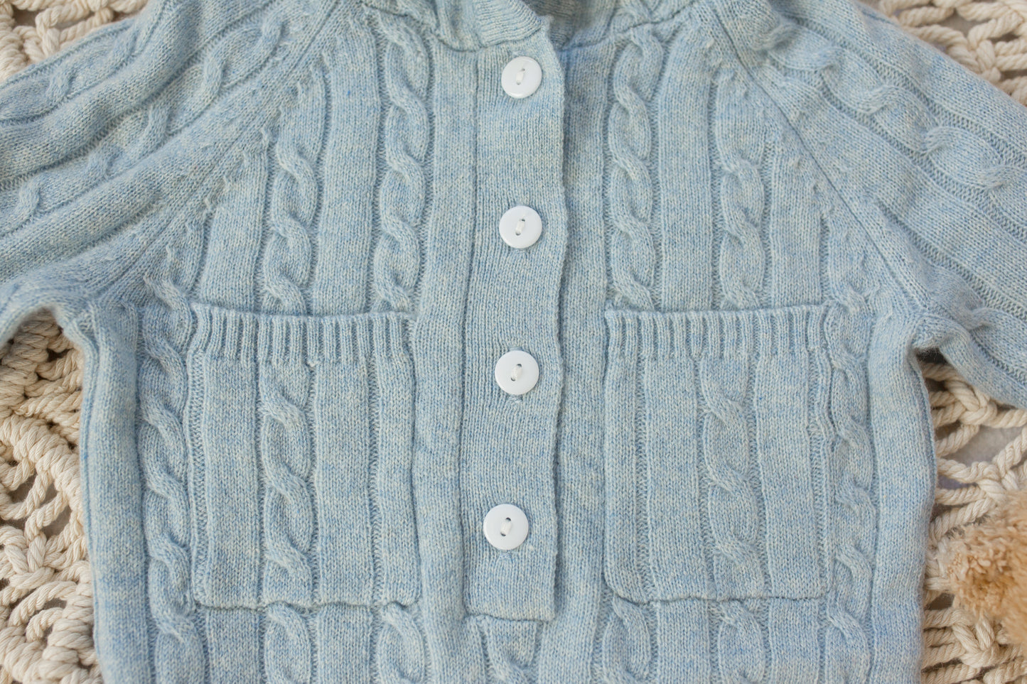 Cashmere Baby Bear Onesie — Hooded Romper with Bear Ears Blue