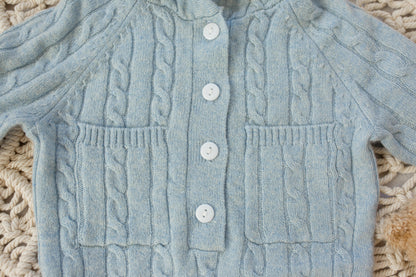 Cashmere Baby Bear Onesie — Hooded Romper with Bear Ears Blue