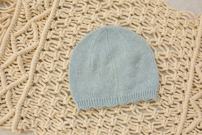 Cashmere Baby Beanie & Socks Set — Scalloped Edge with Pointelle