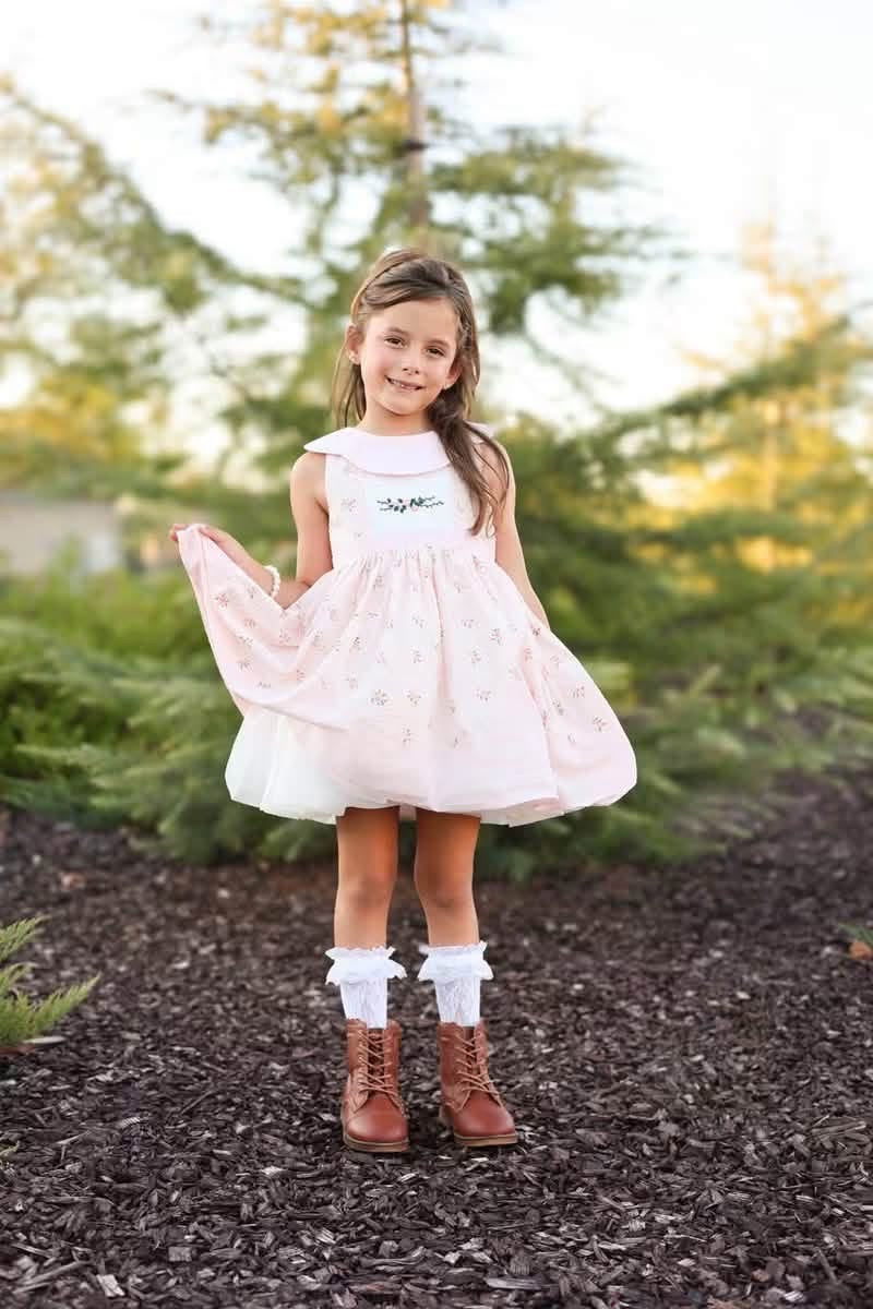 Dear Rosalie – Hand Embroidered Vintage Inspired Cotton Girls Dress | Peter Pan Collar Heirloom Style RTS