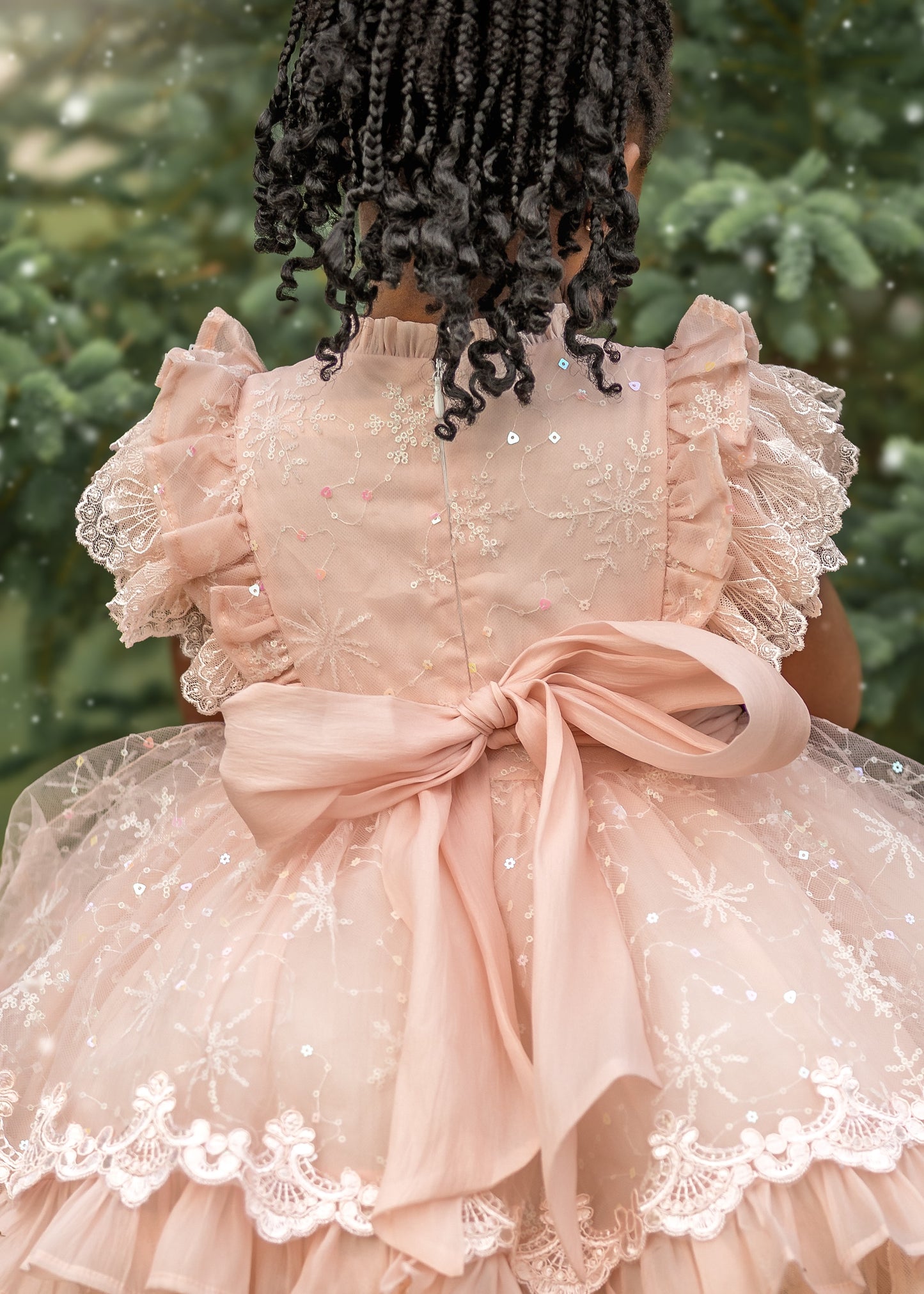 Blush Gingerbread Dream — Embroidered Christmas Girls Dress | Luxury Boutique Holiday Dress with Full Petticoat & Bloomer | Heirloom Quality | Pre-Order
