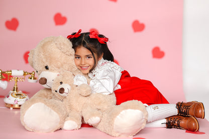 Bear Love Dress – Embroidered Boutique Girls Dress | Bear Motif Lace Heirloom Style
