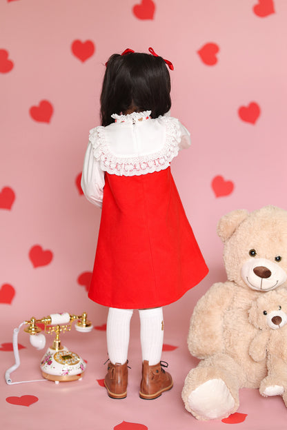 Bear Love Dress – Embroidered Boutique Girls Dress | Bear Motif Lace Heirloom Style