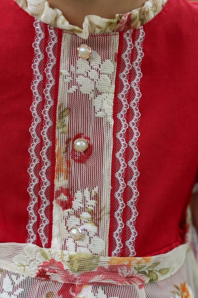 Crimson Cottage Girls Dress Set Red - Ready to Ship