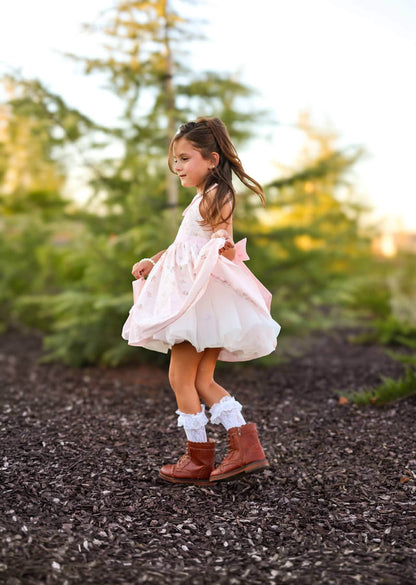 Dear Rosalie – Hand Embroidered Vintage Inspired Cotton Girls Dress | Peter Pan Collar Heirloom Style RTS