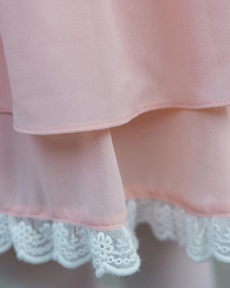 Ballet Pink Pirouette – Lace Detail Chiffon Boutique Girls Dance Leotard | Built-In Shorts Adjustable Straps Heirloom Style