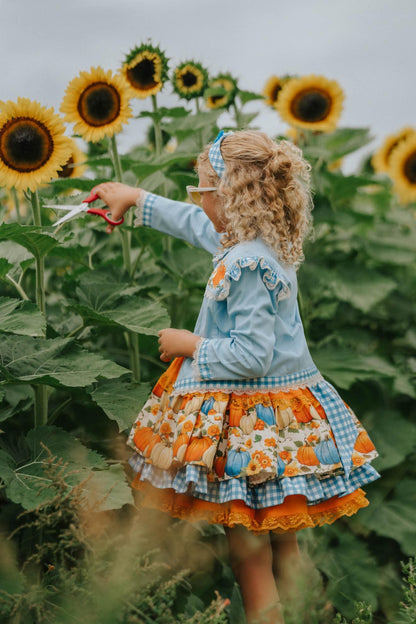 Pumpkin Season at Willow Manor | Girls Heirloom Fall Dress Set | Grand Millennial Twirl Dress