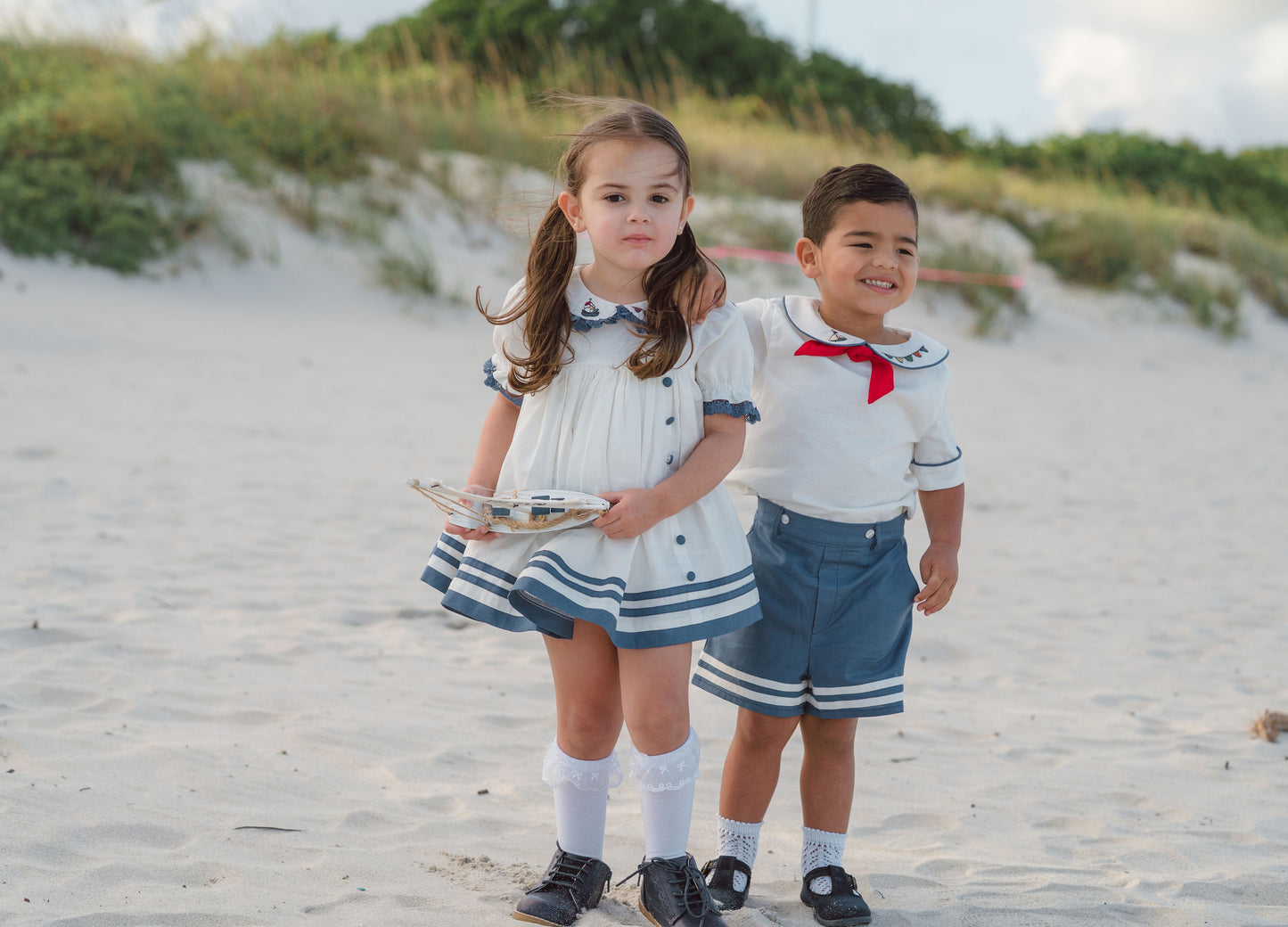 Little Sailor Suit – Hand Embroidered Cotton Linen Boutique Boys Suit | Nautical Heirloom Style Special Occasion