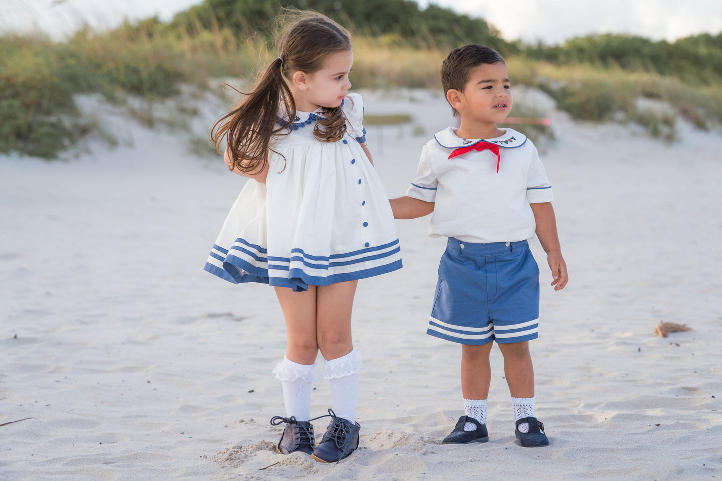 Little Sailor Suit – Hand Embroidered Cotton Linen Boutique Boys Suit | Nautical Heirloom Style Special Occasion