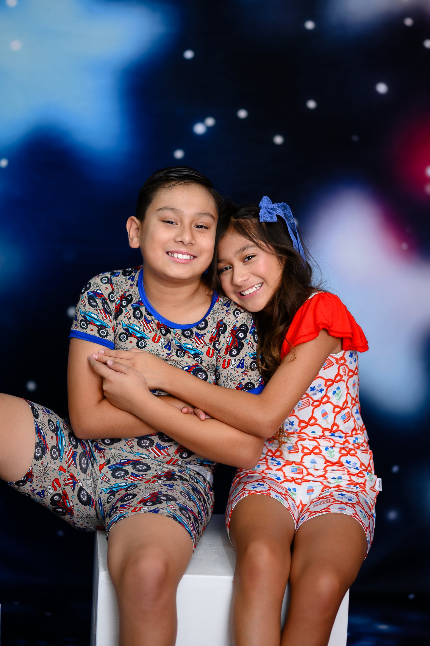 Red, White & Dreaming — Sibling Bamboo Pajama Bundle | 4th of July Boys & Girls Set