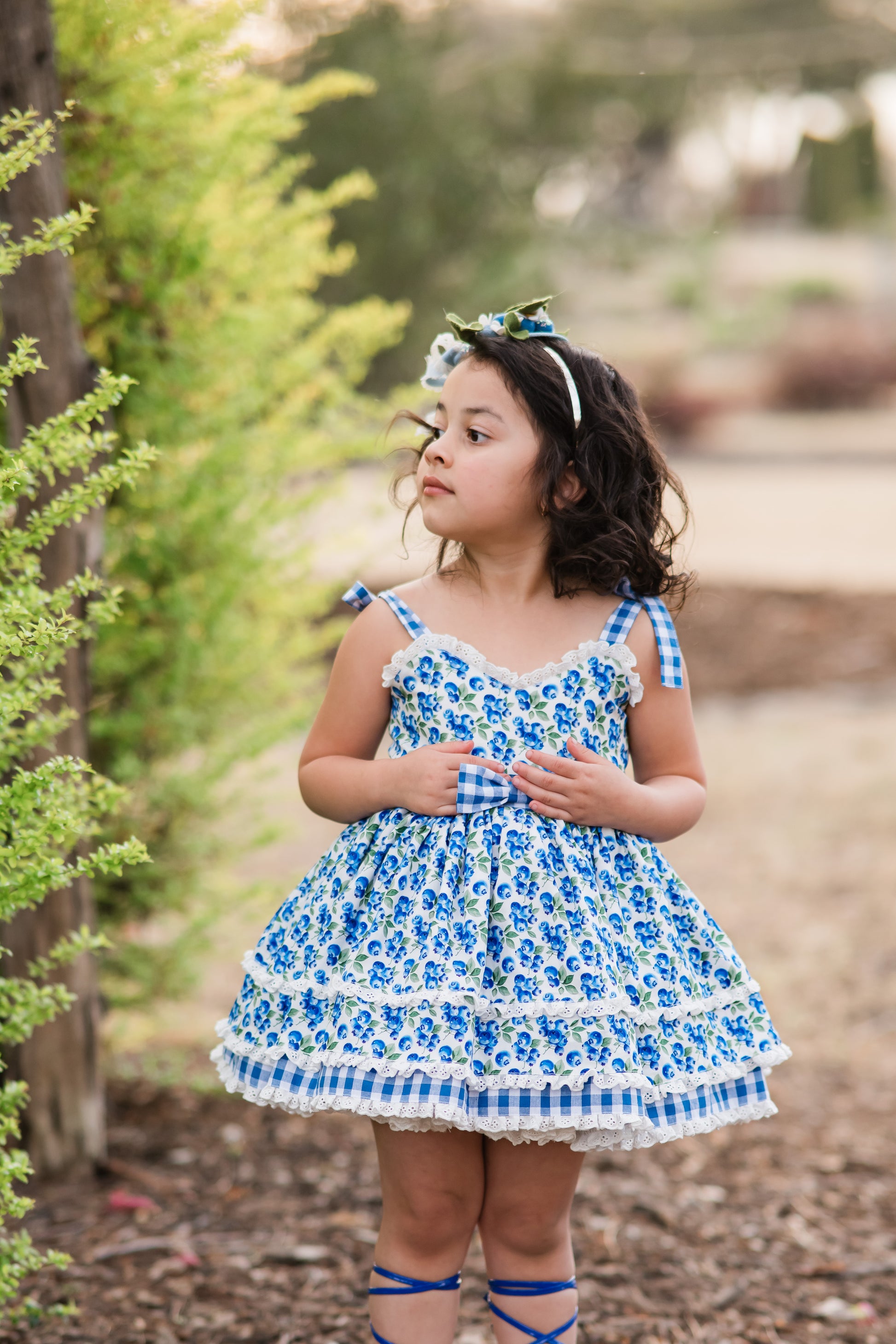 Blueberry Picnic Dress – Blueberry Print Vintage Inspired Cotton Bouti