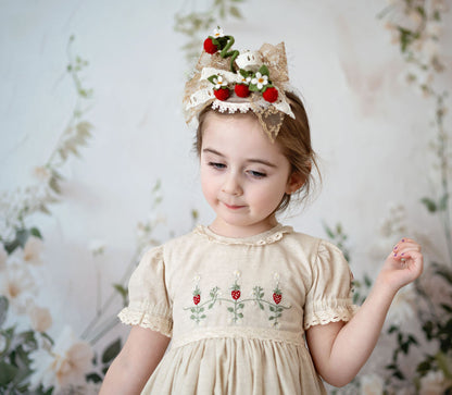 Strawberry Keepsake – Embroidered Girls Boutique Dress | Luxury Summer Birthday & Special Occasion Dress
