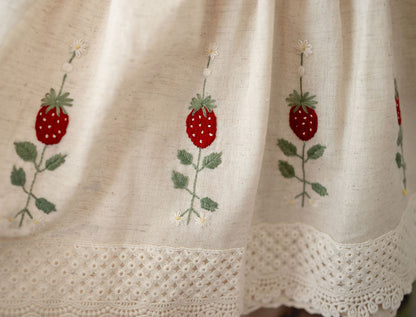 Strawberry Keepsake – Embroidered Girls Boutique Dress | Luxury Summer Birthday & Special Occasion Dress