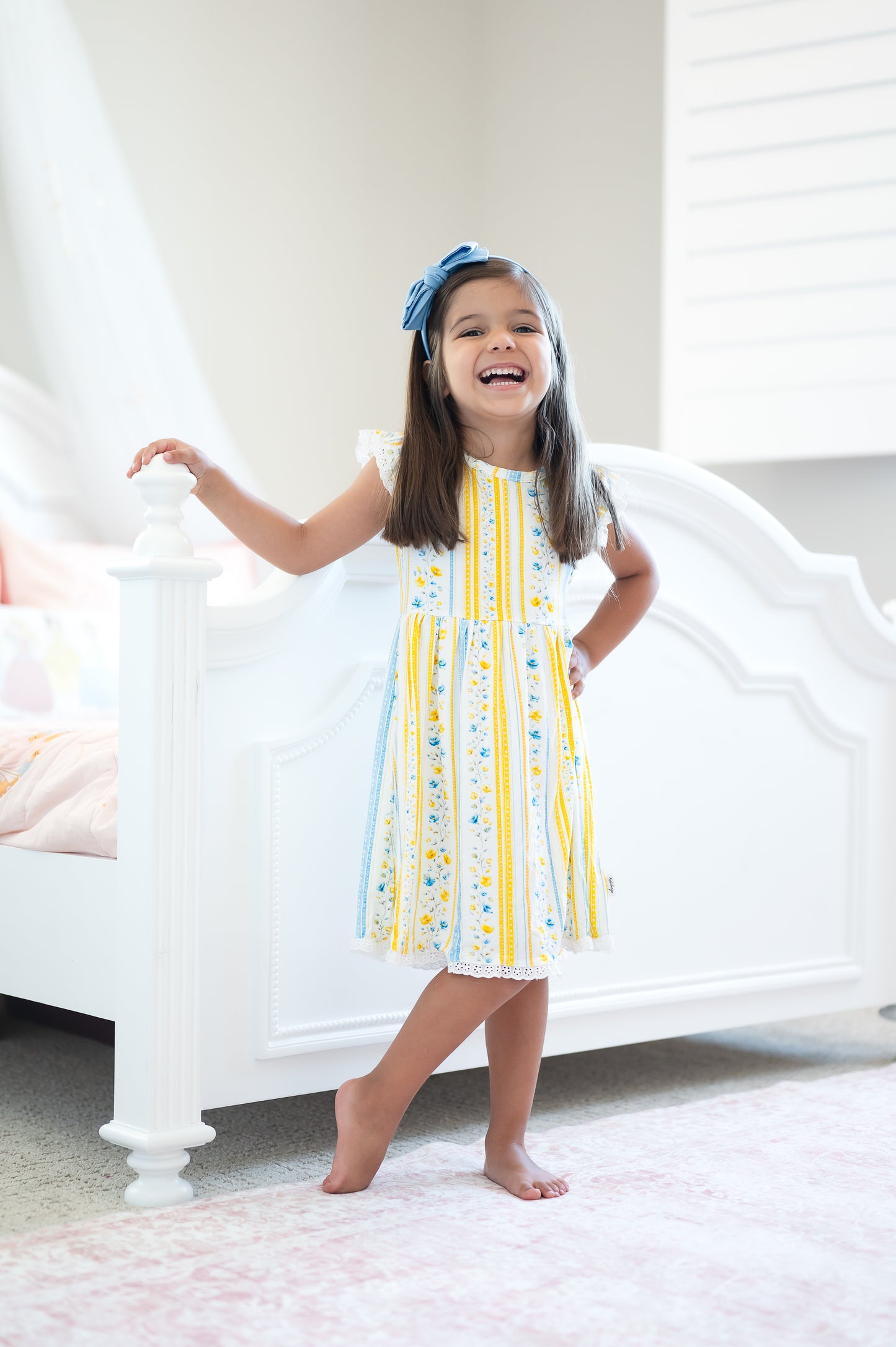 Sunshine & Daisies Girls Bamboo Dress | Yellow Floral
