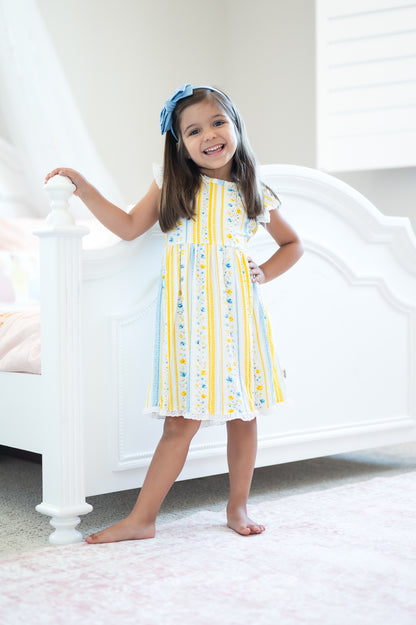 Sunshine & Daisies Girls Bamboo Dress | Yellow Floral