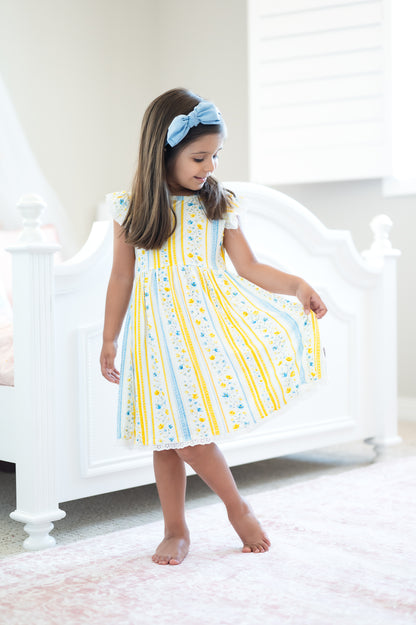 Sunshine & Daisies Girls Bamboo Dress | Yellow Floral