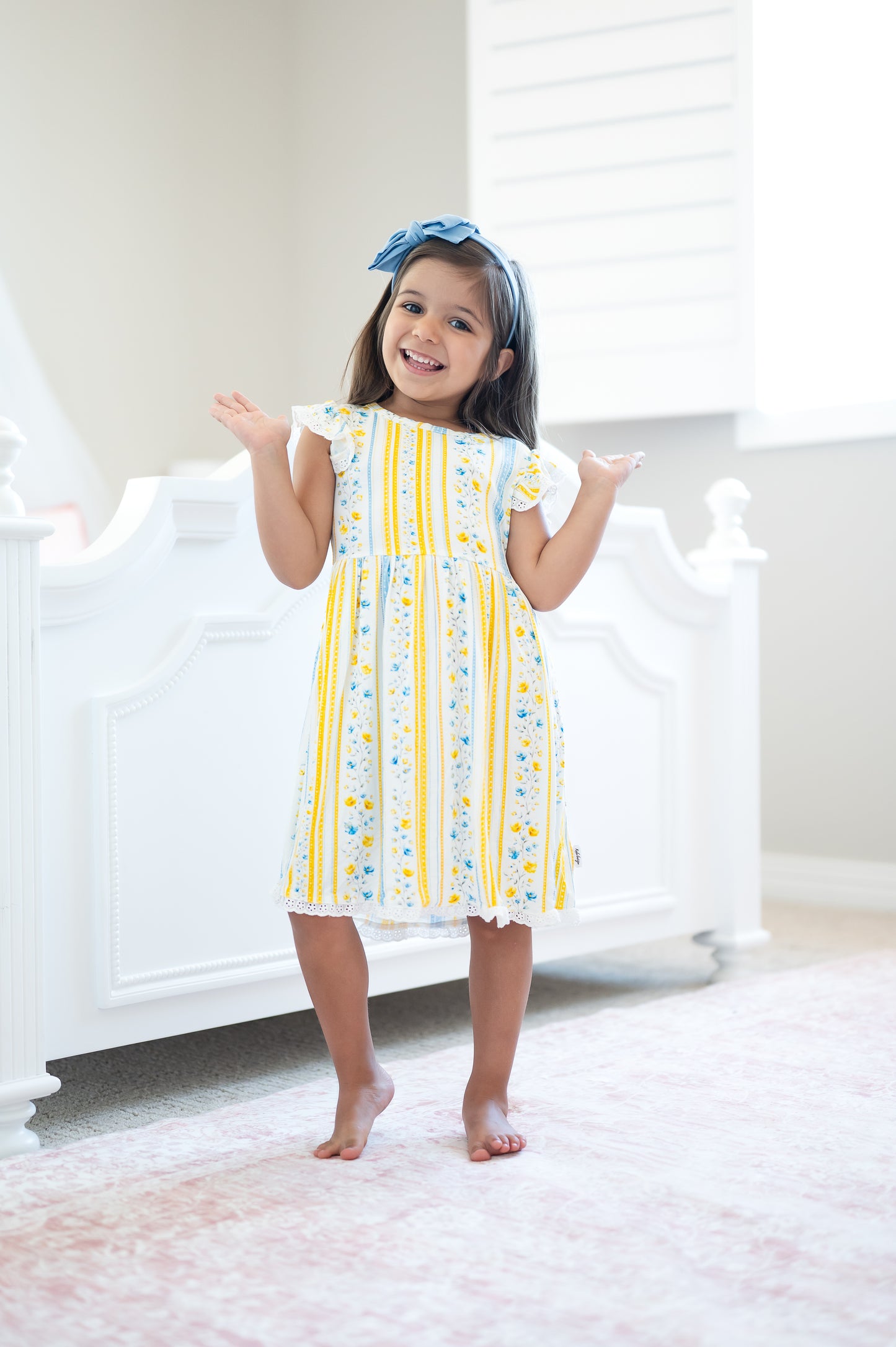 Sunshine & Daisies Girls Bamboo Dress | Yellow Floral