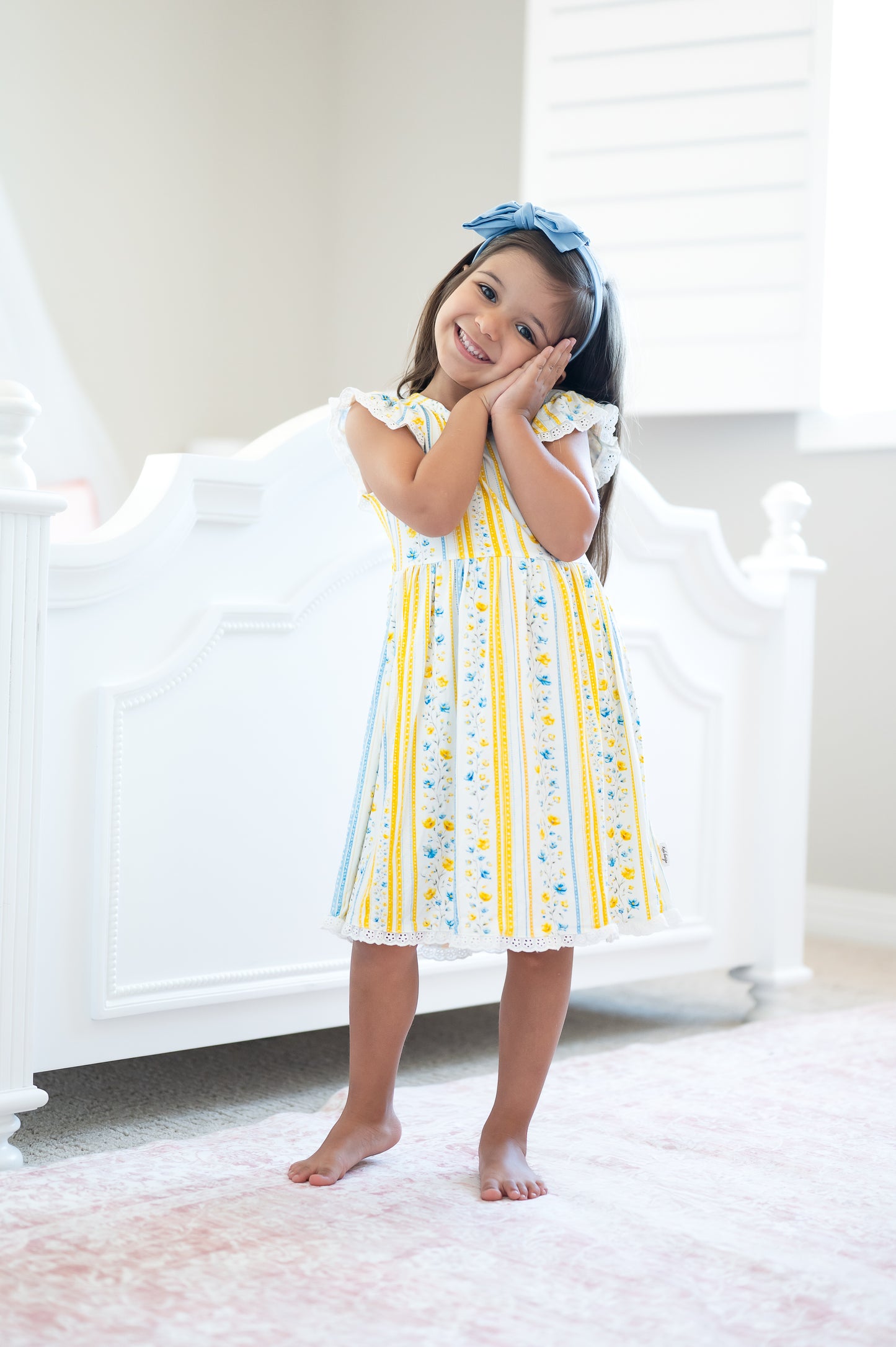 Sunshine & Daisies Girls Bamboo Dress | Yellow Floral