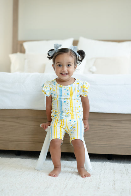 Sunshine & Daisies Girls Bamboo Pajama Set | Yellow Floral