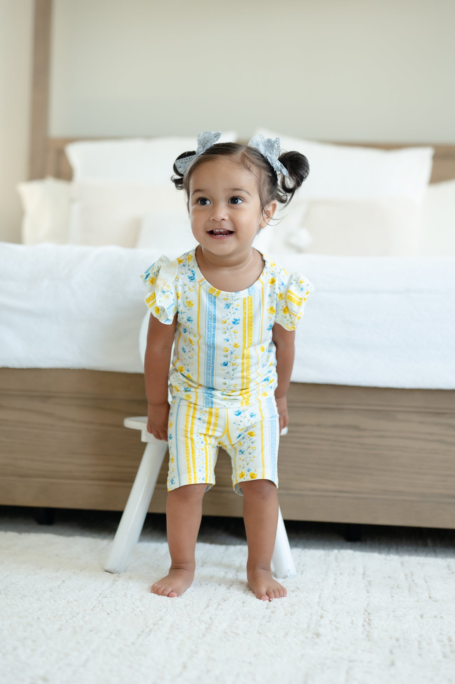 Sunshine & Daisies Girls Bamboo Pajama Set | Yellow Floral