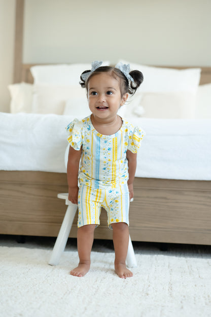 Sunshine & Daisies Girls Bamboo Pajama Set | Yellow Floral