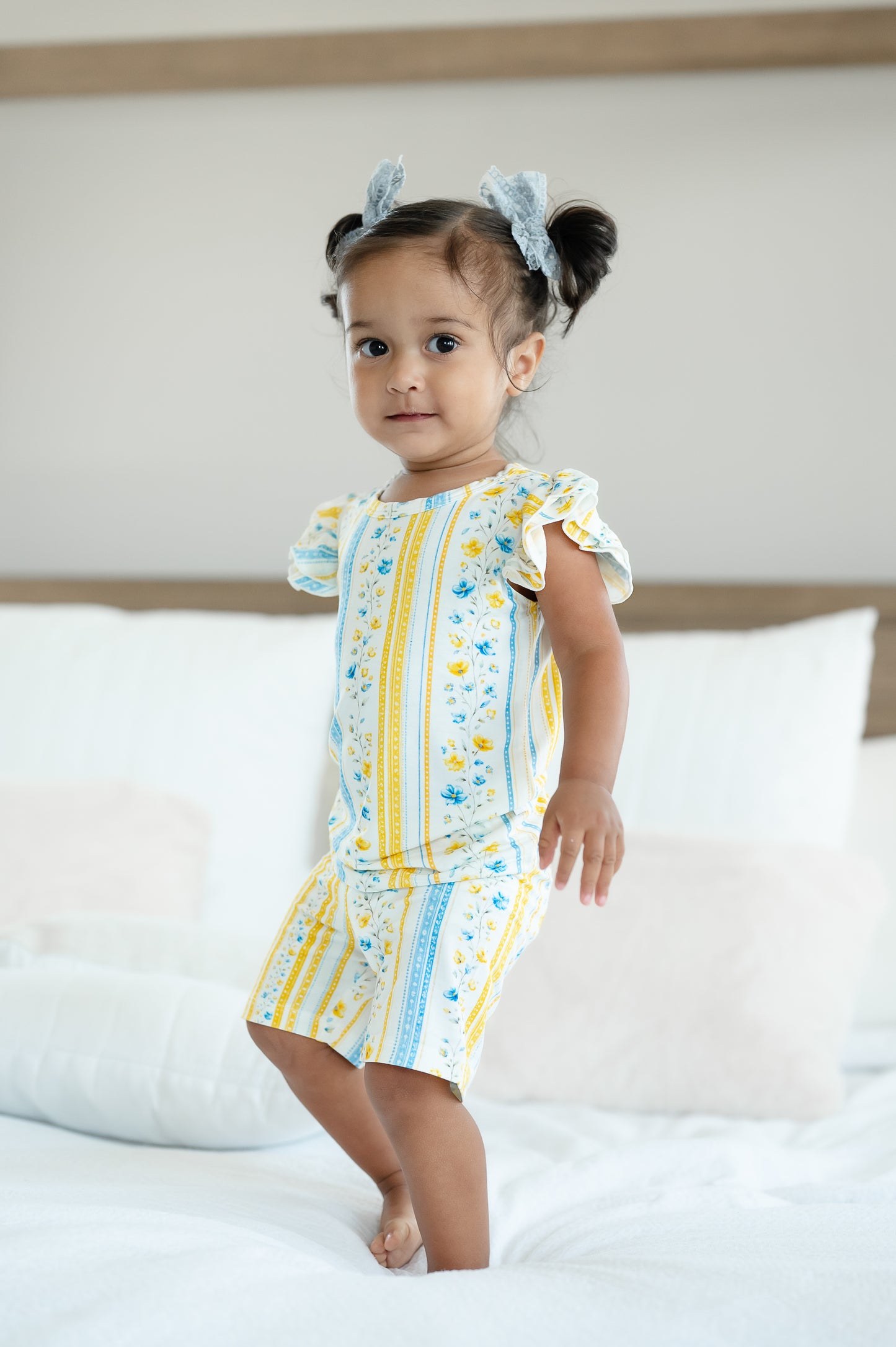 Sunshine & Daisies Girls Bamboo Pajama Set | Yellow Floral