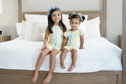 Sunshine & Daisies Girls Bamboo Pajama Set | Yellow Floral