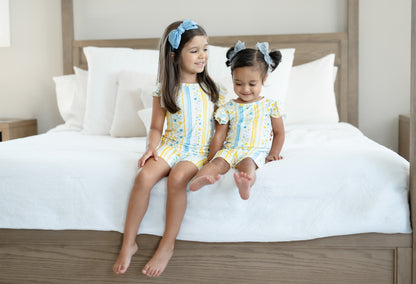 Sunshine & Daisies Girls Bamboo Pajama Set | Yellow Floral