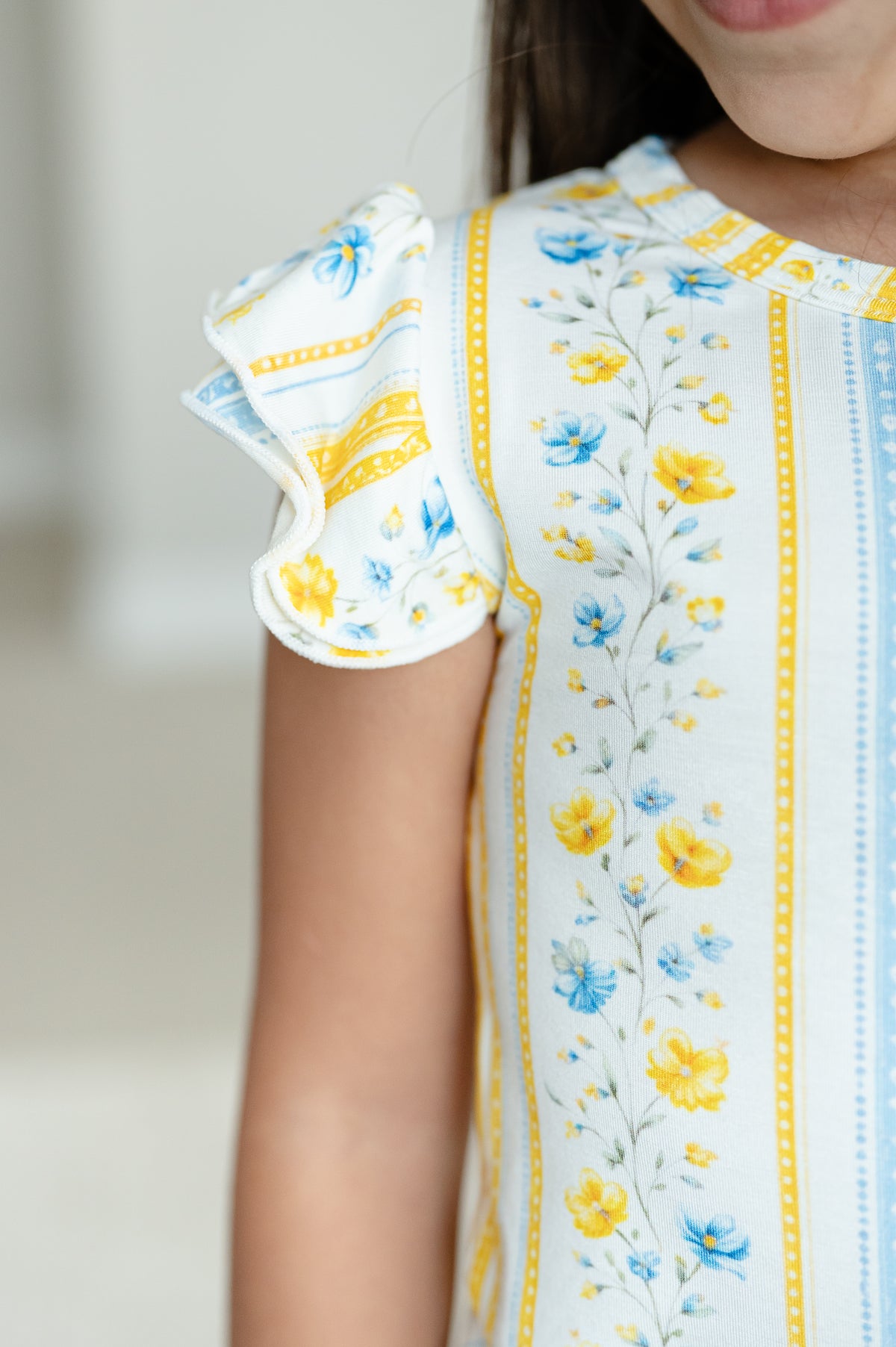 Sunshine & Daisies Girls Bamboo Pajama Set | Yellow Floral