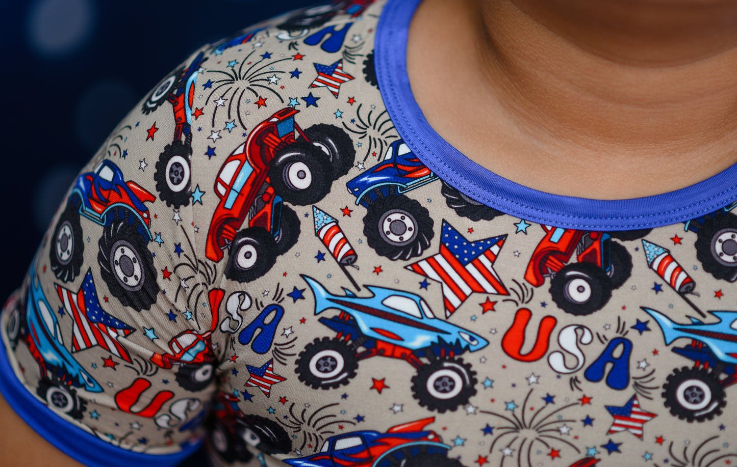 Crush It Boys Bamboo Shorts Pajama Set | 4th of July
