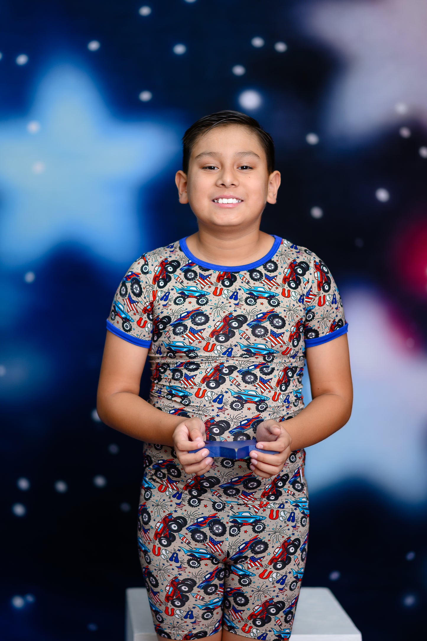 Crush It Boys Bamboo Shorts Pajama Set | 4th of July