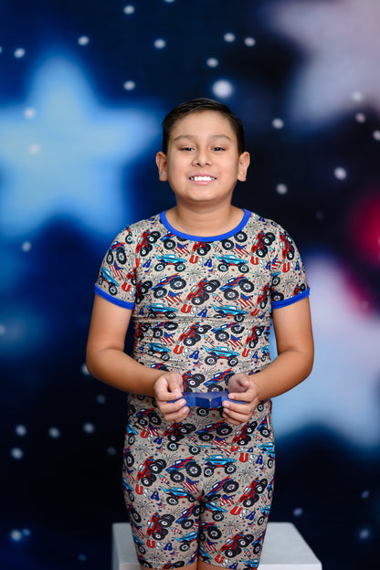 Crush It Boys Bamboo Shorts Pajama Set | 4th of July