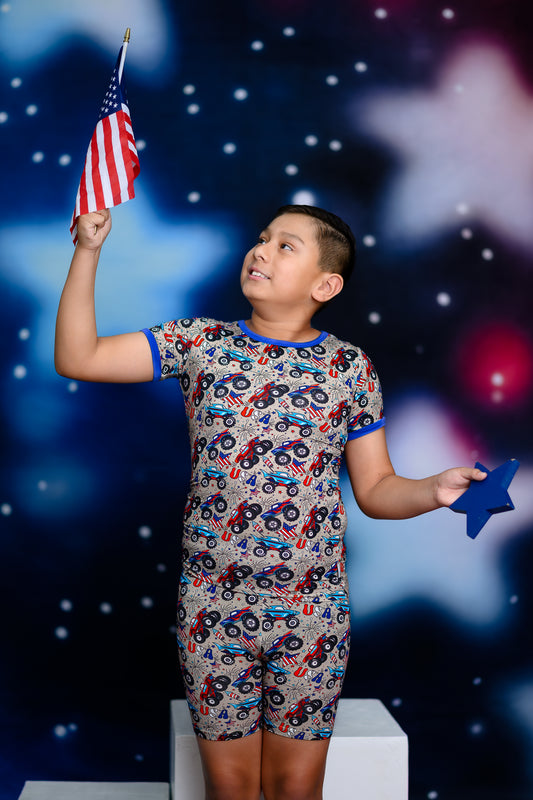 Crush It Boys Bamboo Shorts Pajama Set | 4th of July
