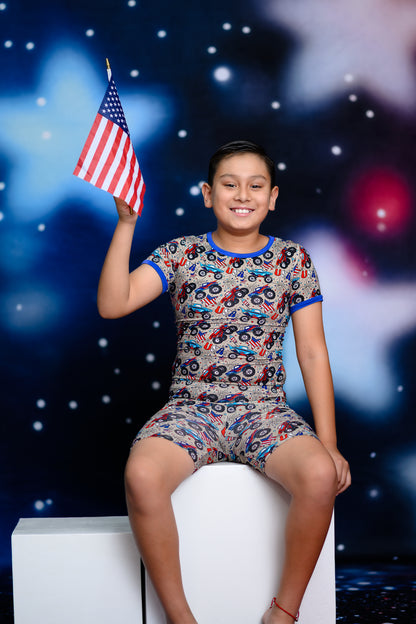 Crush It Boys Bamboo Shorts Pajama Set | 4th of July