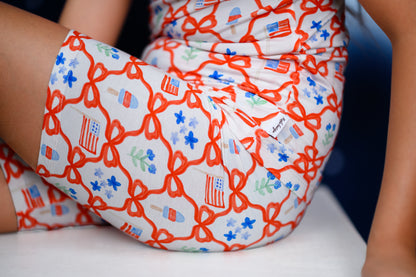 Sweet Freedom Girls Bamboo Shorts Pajama Set | 4th of July