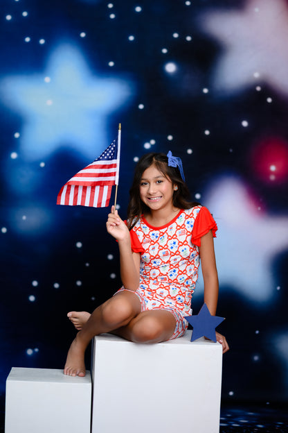 Sweet Freedom Girls Bamboo Shorts Pajama Set | 4th of July