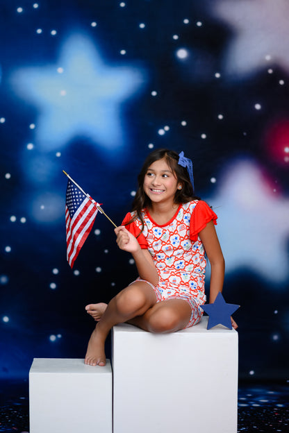 Sweet Freedom Girls Bamboo Shorts Pajama Set | 4th of July