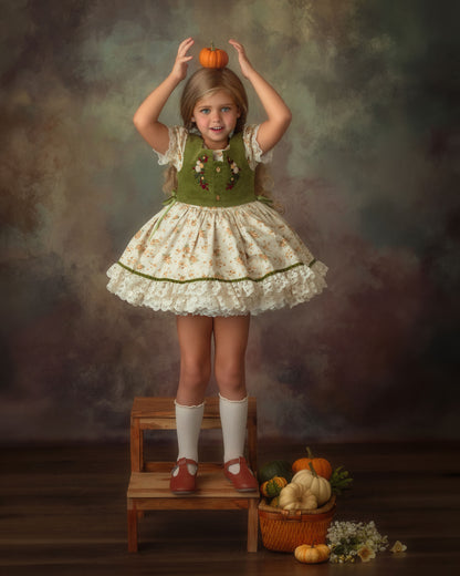 The Everwood Dress – Hand Embroidered Vintage Inspired Cotton Girls Dress | Detachable Vest Heirloom Style