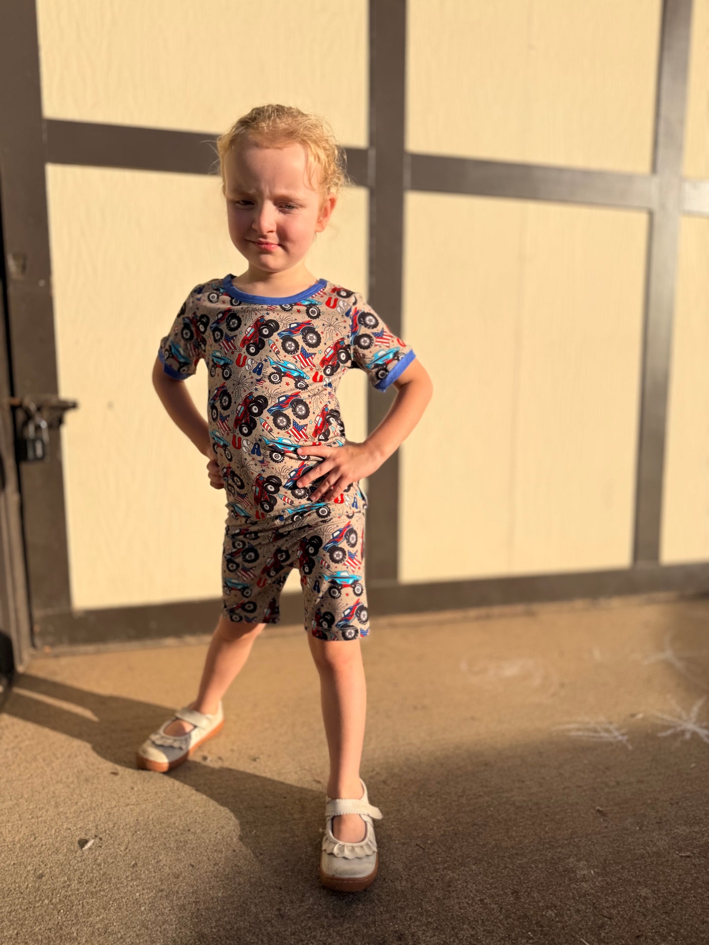 Crush It Boys Bamboo Shorts Pajama Set | 4th of July