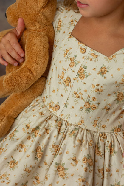 The Everwood Dress – Hand Embroidered Vintage Inspired Cotton Girls Dress | Detachable Vest Heirloom Style