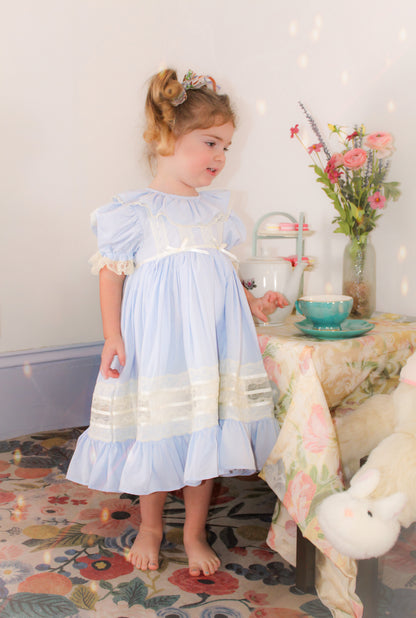 Celestine Heirloom Dress – Vintage Inspired Lace Boutique Girls Dress | Viscose Long Silhouette Heirloom Style