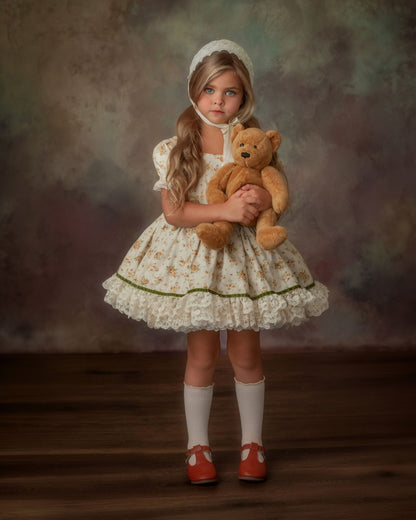 The Everwood Dress – Hand Embroidered Vintage Inspired Cotton Girls Dress | Detachable Vest Heirloom Style