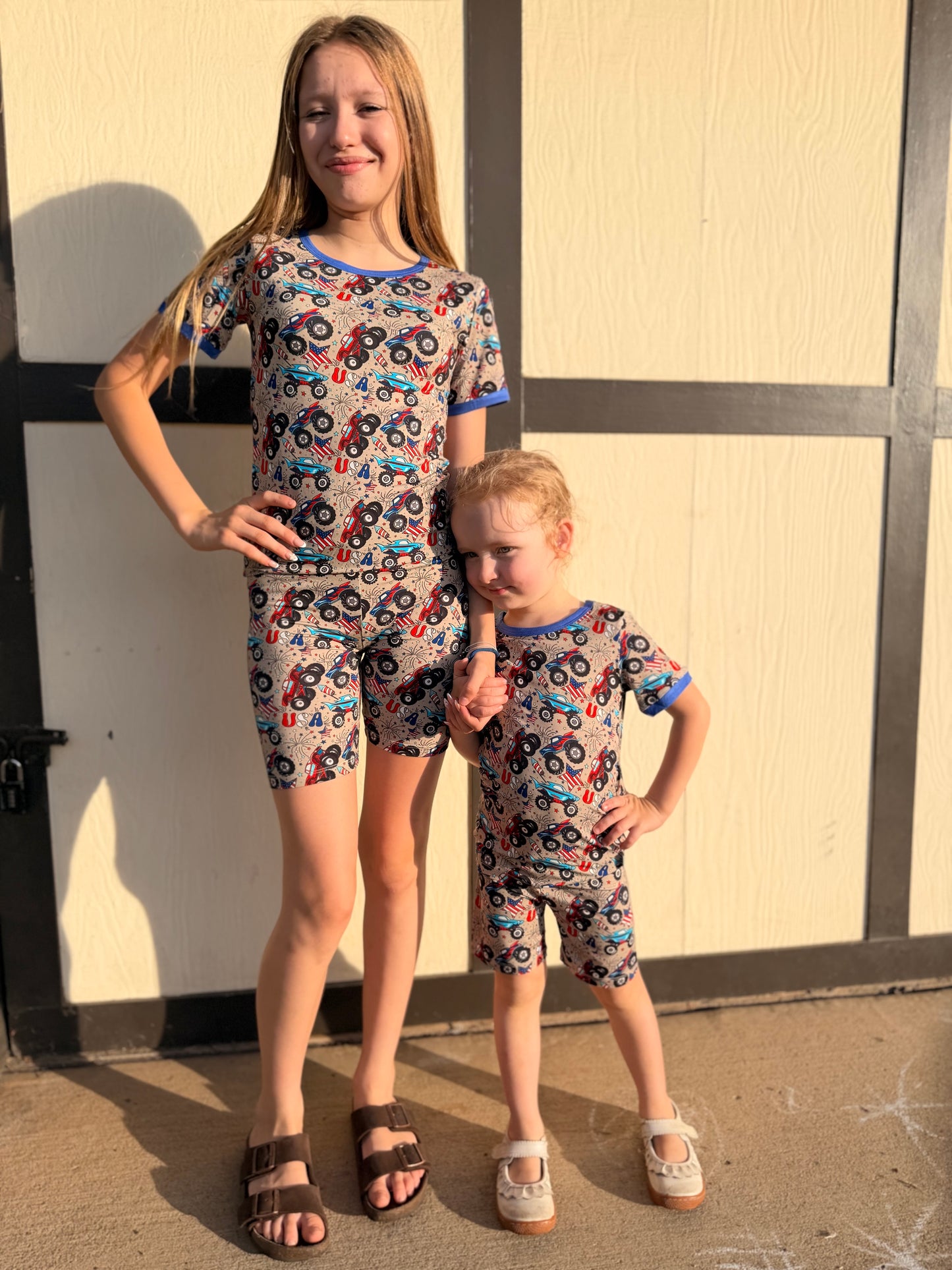 Crush It Boys Bamboo Shorts Pajama Set | 4th of July