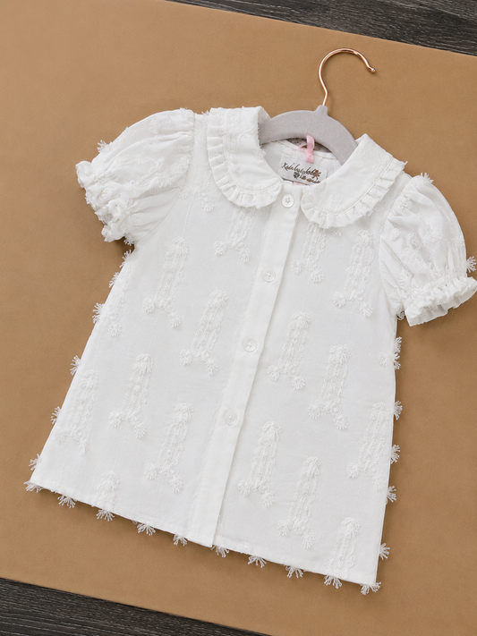 Classic Campus Garden Trellis Short Sleeve Peter Pan Blouse