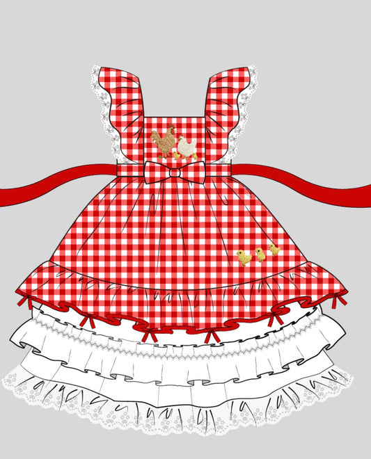 Emily's Little Farm Friends Dress in Red