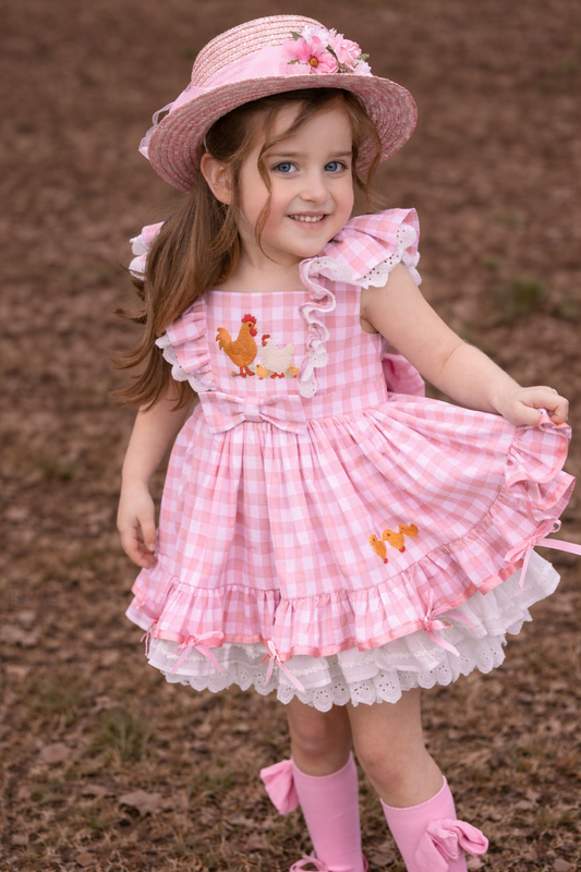 Emily's Little Farm Friends Dress in Pink