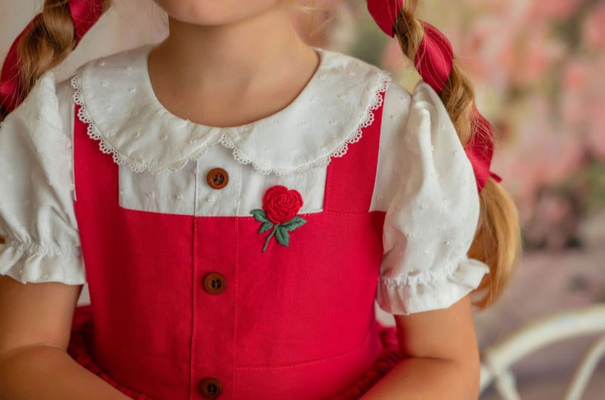 Little Red Majesty Dress – Hand Embroidered Vintage Inspired Boutique – KADA BOUTIQUE CHILDREN'S CLOTHING LLC