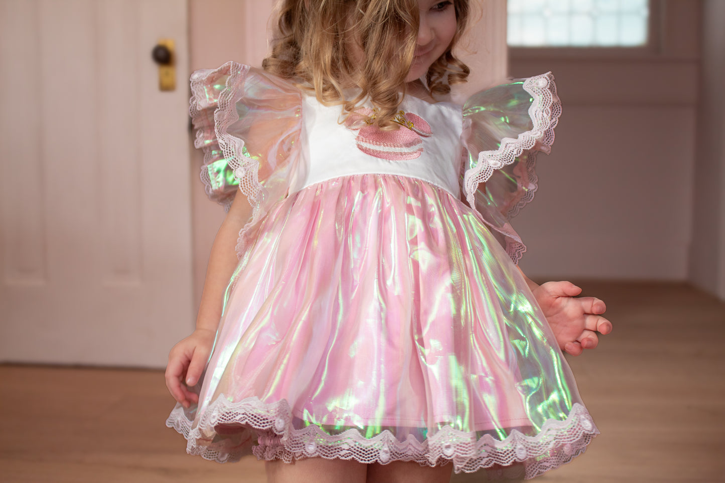 Macaron Missy Play Set – Embroidered Vintage Inspired Boutique Girls Set | Iridescent Fabric Luxury Special Occasion